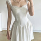 White French A-Line Corset Dress with Lace