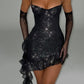 Laura Mini Dress - Black Glitter