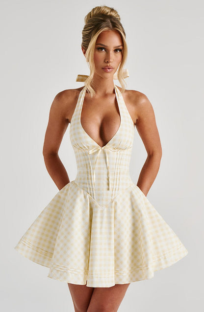 Ariadna Mini Dress – Lemon Gingham