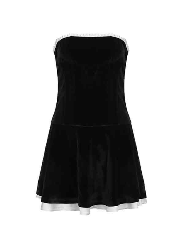 Black Vintage Corset Off Shoulder Mini Dress