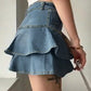 Blue Tiered Vintage Denim Mini Skirt