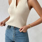 Vintage Slim Fitted Sleeveless Top with Collar