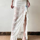 White Vintage Sheer Lace Midi Skirt