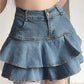 Blue Tiered Vintage Denim Mini Skirt