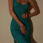 Green Y2k mesh midi dress with thigh slit and strappy look