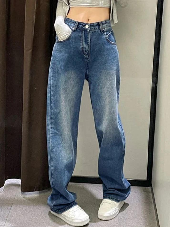 Hip Hop Washed High Waist Boyfriend Jeans