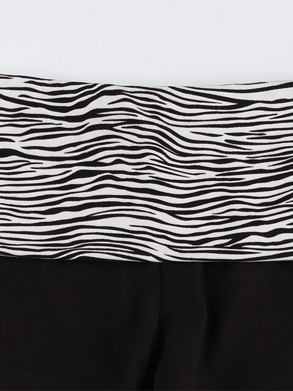 Vintage stitching shorts with zebra print