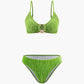 Velvet Texture U-Ring Bikini &amp; Sarong 3 Piece Set