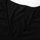 Black Vintage V Neck Slit Trumpet Long Sleeve Blouse