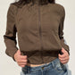 Brown Vintage Zipper High Collar Slimming Jacket