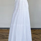 White vintage maxi skirts with lace trim and straps