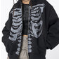 Vintage Black Oversized Hoodie with Skeleton Print