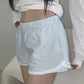 Blue Bow Lace Patchwork Striped Shorts