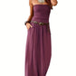 Vintage Solid Versatile Strapless Maxi Dress with Pockets