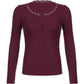 Y2K Red Knit Top with Lace Trim and Long Sleeves 