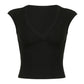 Black vintage V neck top with short sleeves