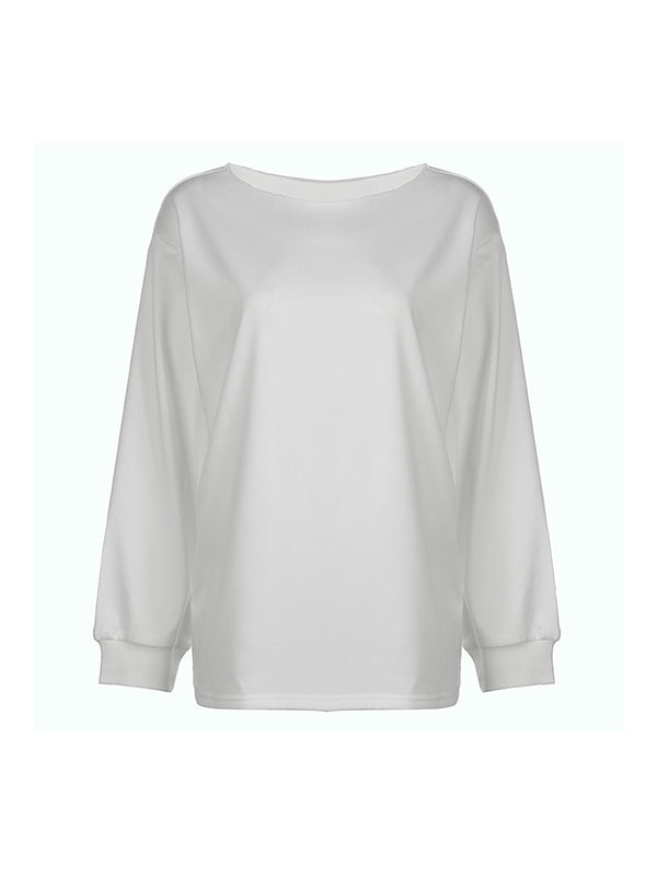 White Y2K Plus Size One Shoulder Long Sleeve Shirt