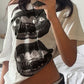 White vintage T-shirt with lips print and oversized fit