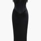 Solid Y2k Beaded Braided Eyelet Corset Midi Dress 