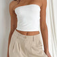 White Classic Street Simple Bandeau Top