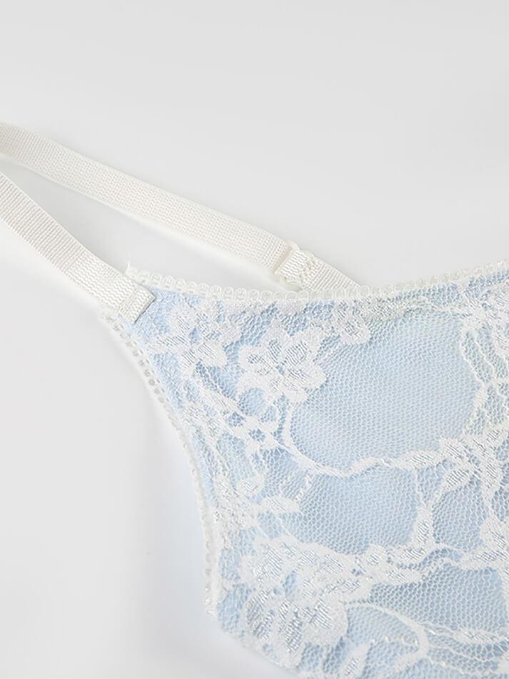 Blue Y2K Lace Splicing Split Cami Top