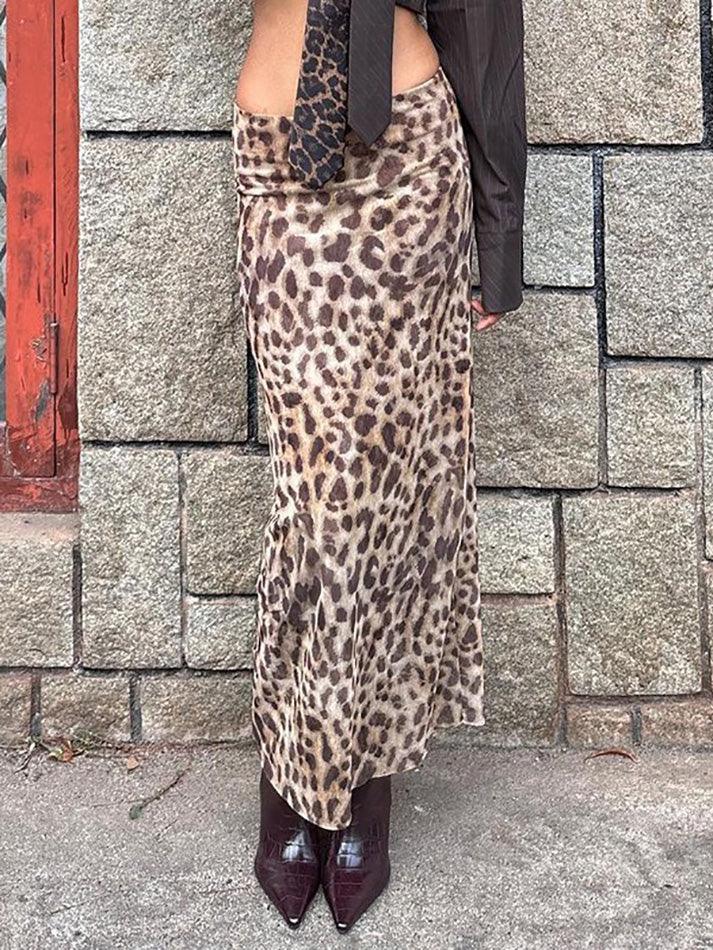 JY Vintage Leopard Printed High Waist Maxi Skirt / Vintage Leopard Printed High Waist Maxi Skirt