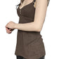 Brown vintage strap cami top with waist accentuation