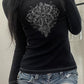 Black vintage graphic print long sleeve shirt