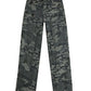 Green camouflage cargo jeans with a wash effect