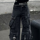 Schwarze Vintage Multi Taschen Cargo Jeans