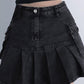 Pleated denim cargo mini skirt with pocket