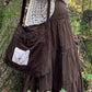 Brown Vintage Tiered Midi Skirt