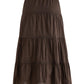 Brown Vintage Tiered Midi Skirt