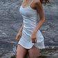 White Vintage Summer Beach Slim Mini Dress