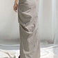 Grey Y2K Ruched Split Long Skirt