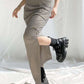 Grey Y2K Ruched Split Long Skirt