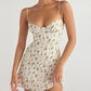 Green French Y2K Floral Print Slim Mini Dress