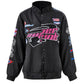 Black vintage motorcycle bomber jacket with embroidery