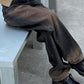 Faded Wash Dark Baggy Boyfriend Jeans
