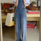 Blue Vintage Washed Denim Dungarees with Faded Details