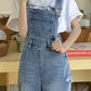 Blue Vintage Washed Denim Dungarees with Faded Details