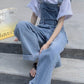 Blue Vintage Washed Denim Dungarees with Faded Details