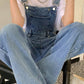 Blue Vintage Washed Denim Dungarees with Faded Details