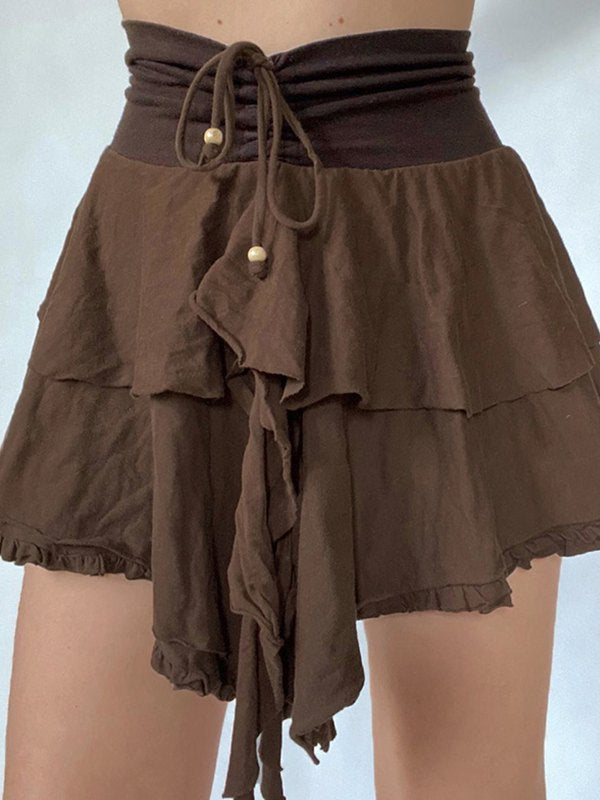 Vintage Lace Double Layer Mini Skirts