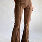 Brown vintage flared trousers with embroidered details