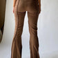 Brown vintage flared trousers with embroidered details