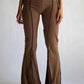 Brown vintage flared trousers with embroidered details