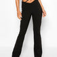 Black flared trousers with V-shaped lacing