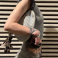 Raglan sleeve crop top with grunge batwing print