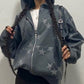 Oversized star motif zip hoodie